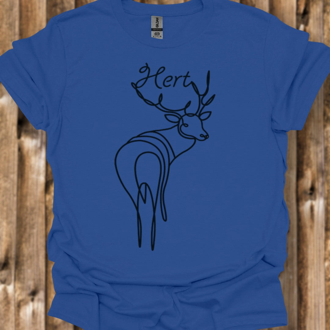 Cerf debout dessin au trait noir T-shirt tendance