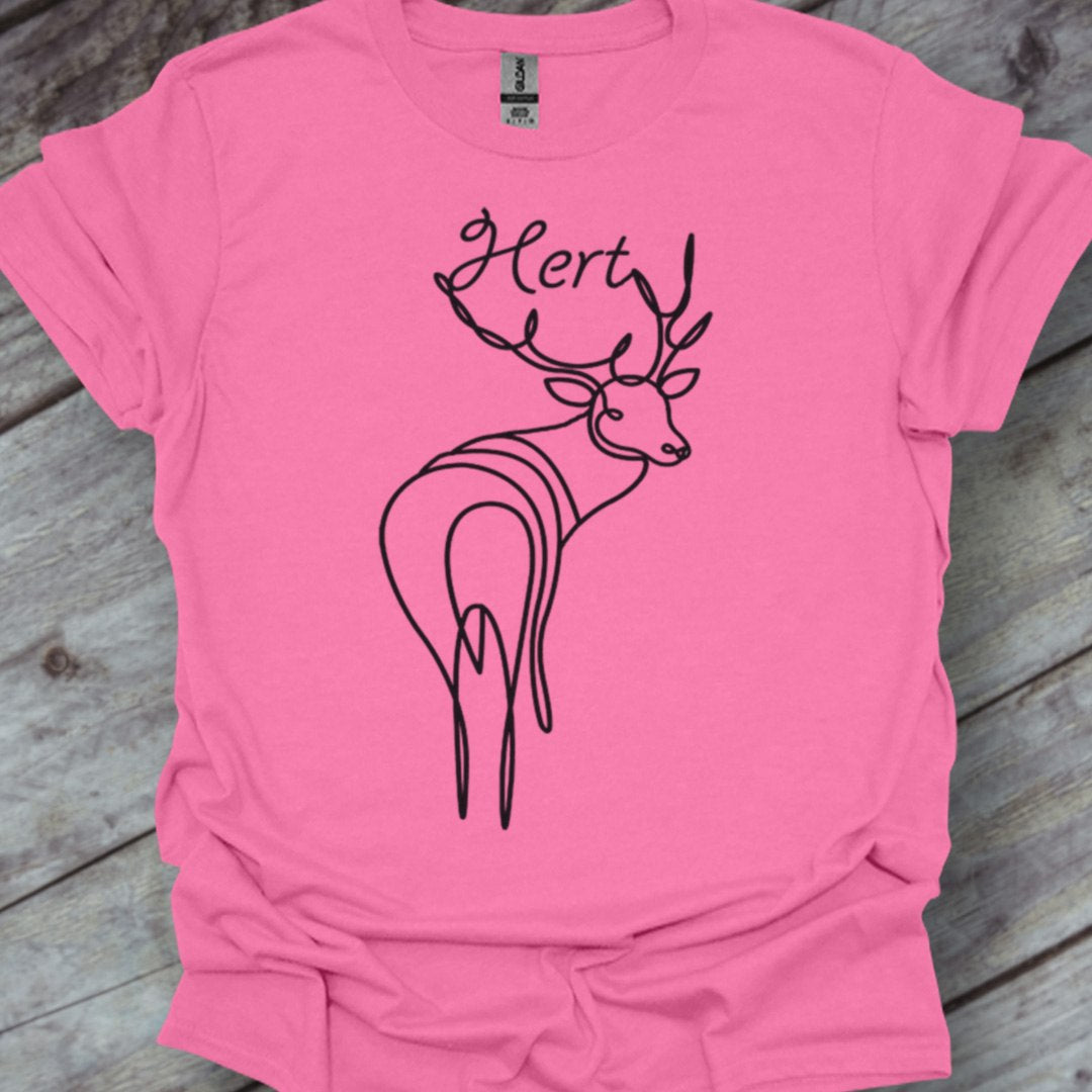 Cerf debout dessin au trait noir T-shirt tendance
