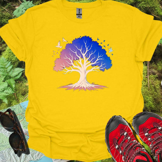 Arbre bleu-rose T-shirt tendance 