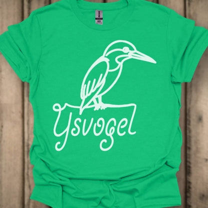 IJsvogel lijntekening wit trendy T-shirt