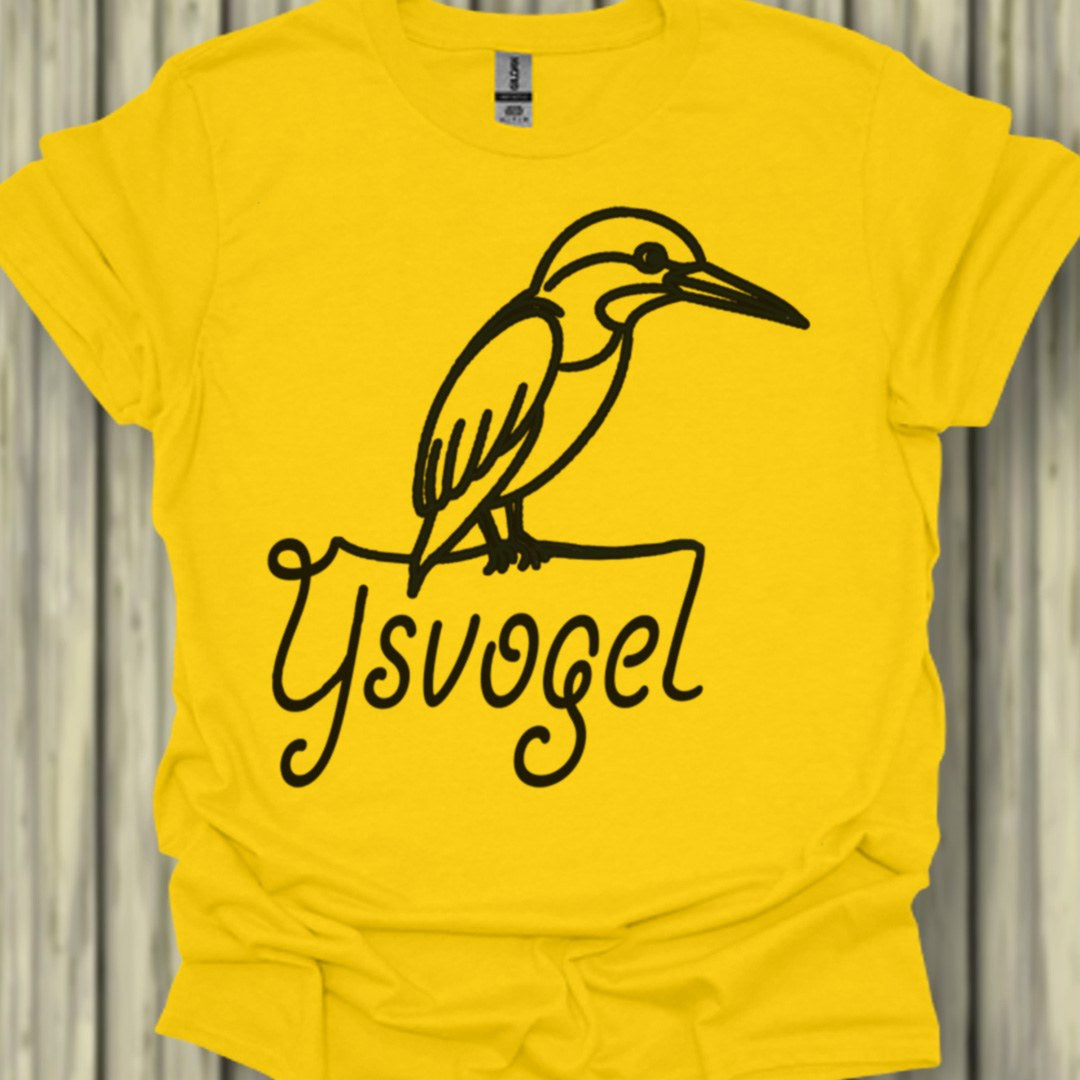 Kingfisher line drawing black trendy T-shirt