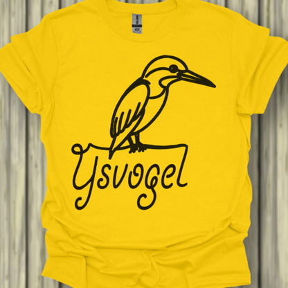Kingfisher line drawing black trendy T-shirt