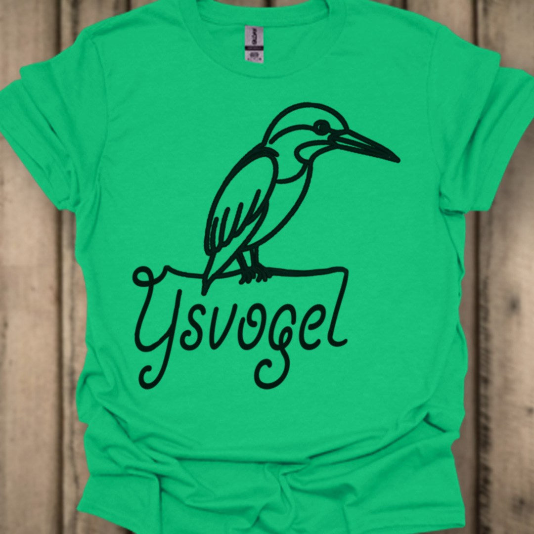 Kingfisher line drawing black trendy T-shirt