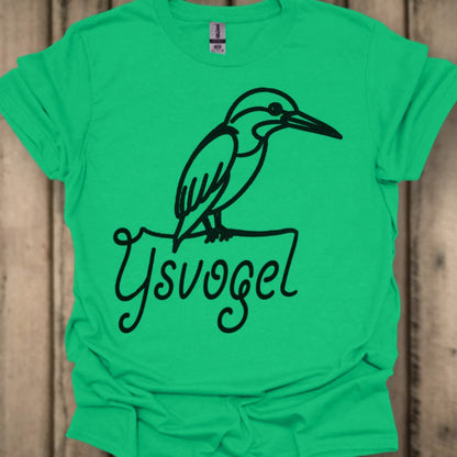 Kingfisher line drawing black trendy T-shirt