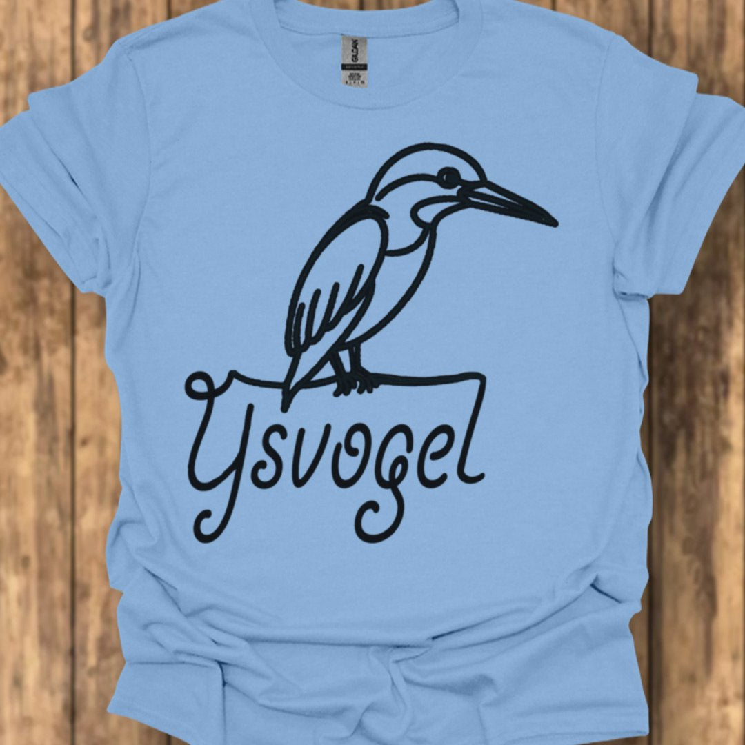 Kingfisher line drawing black trendy T-shirt