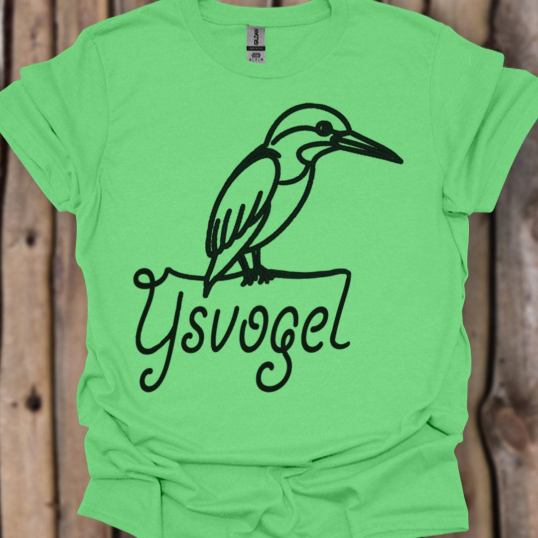 Kingfisher line drawing black trendy T-shirt