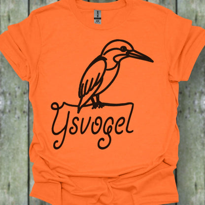 Kingfisher line drawing black trendy T-shirt