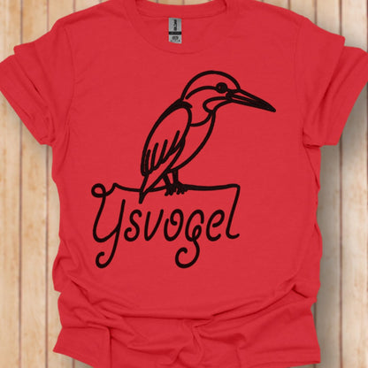 Kingfisher line drawing black trendy T-shirt
