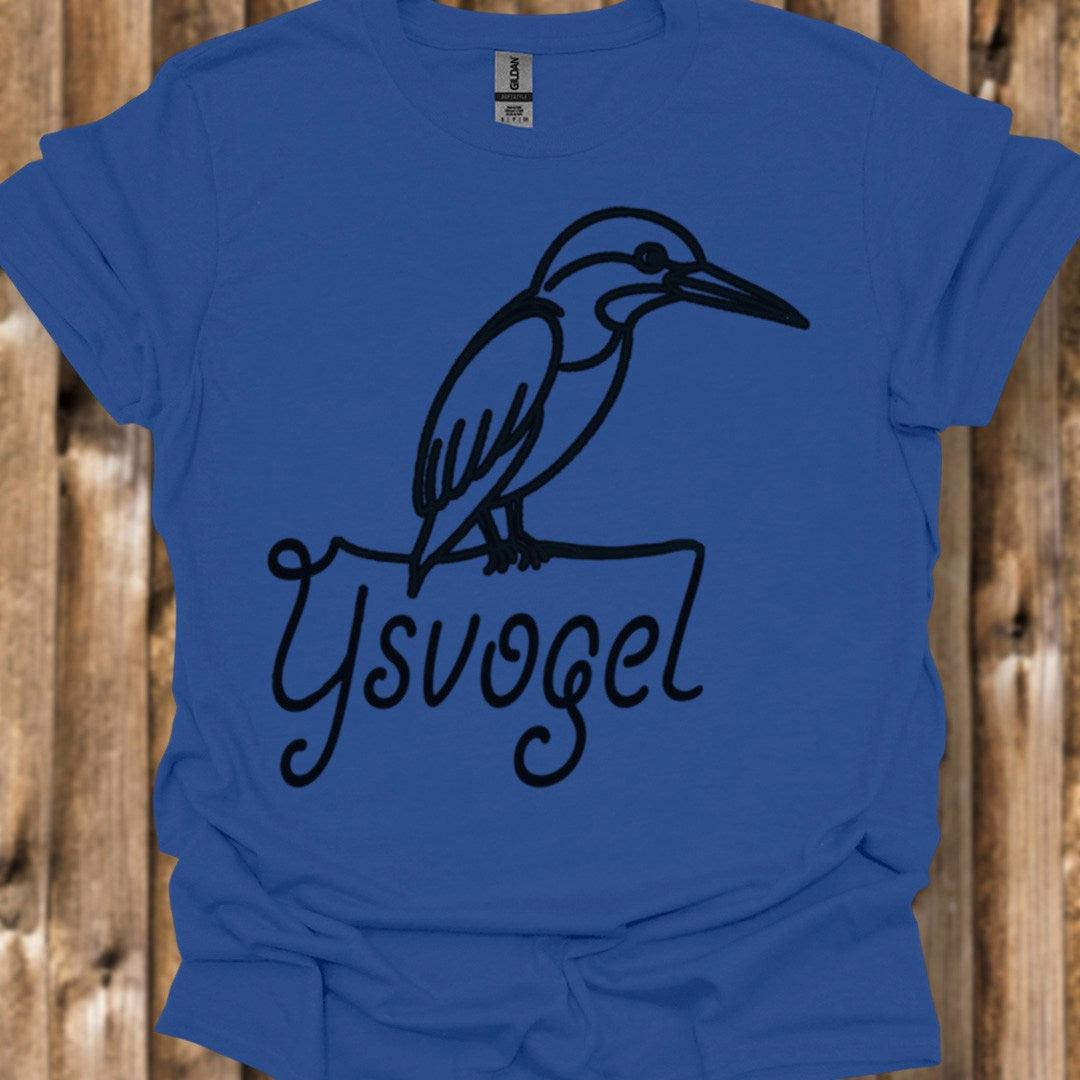 Kingfisher line drawing black trendy T-shirt