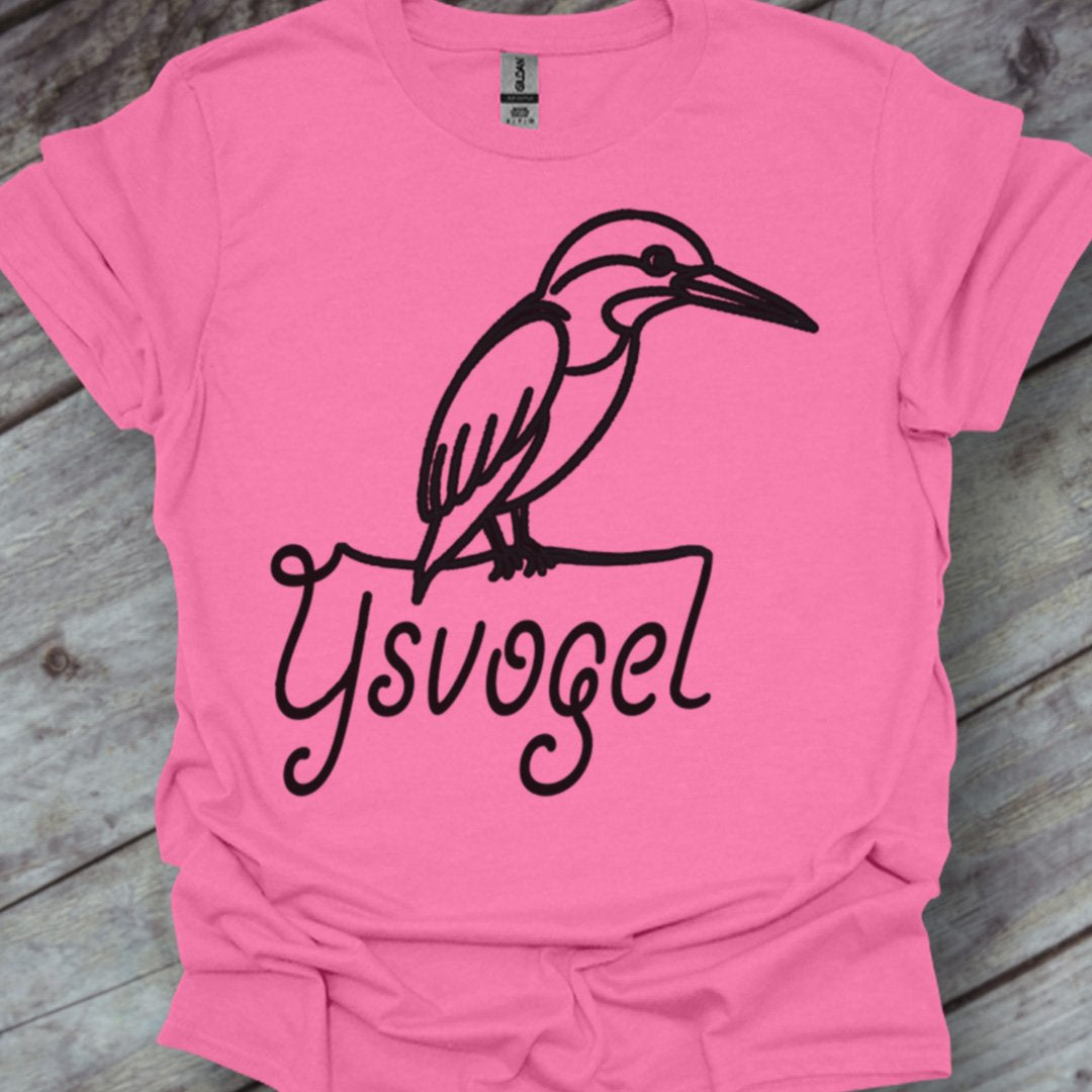 Kingfisher line drawing black trendy T-shirt