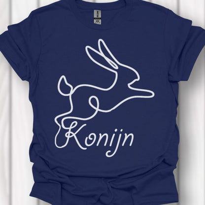 Konijn lijntekening wit tijdloos T-shirt