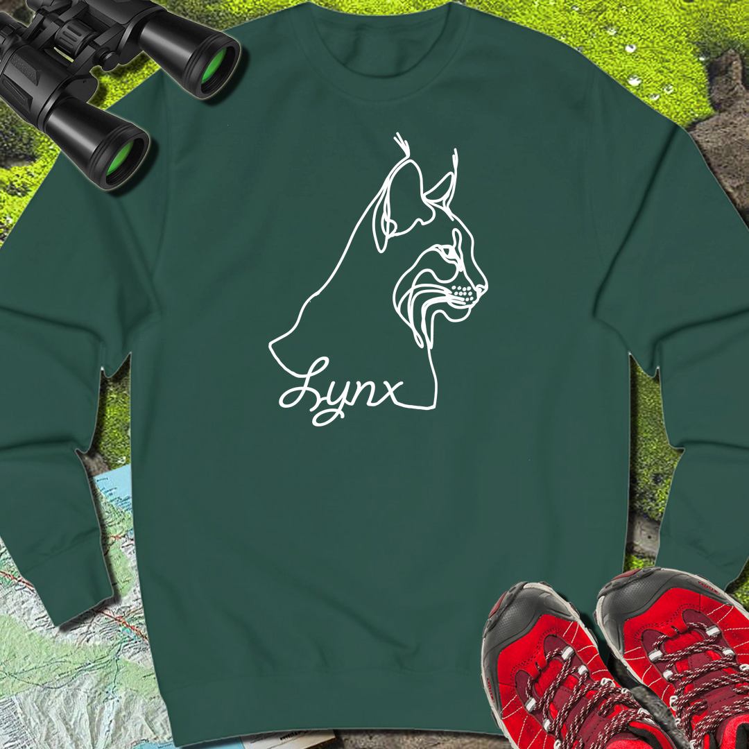 Lynx dessin au trait blanc sweat