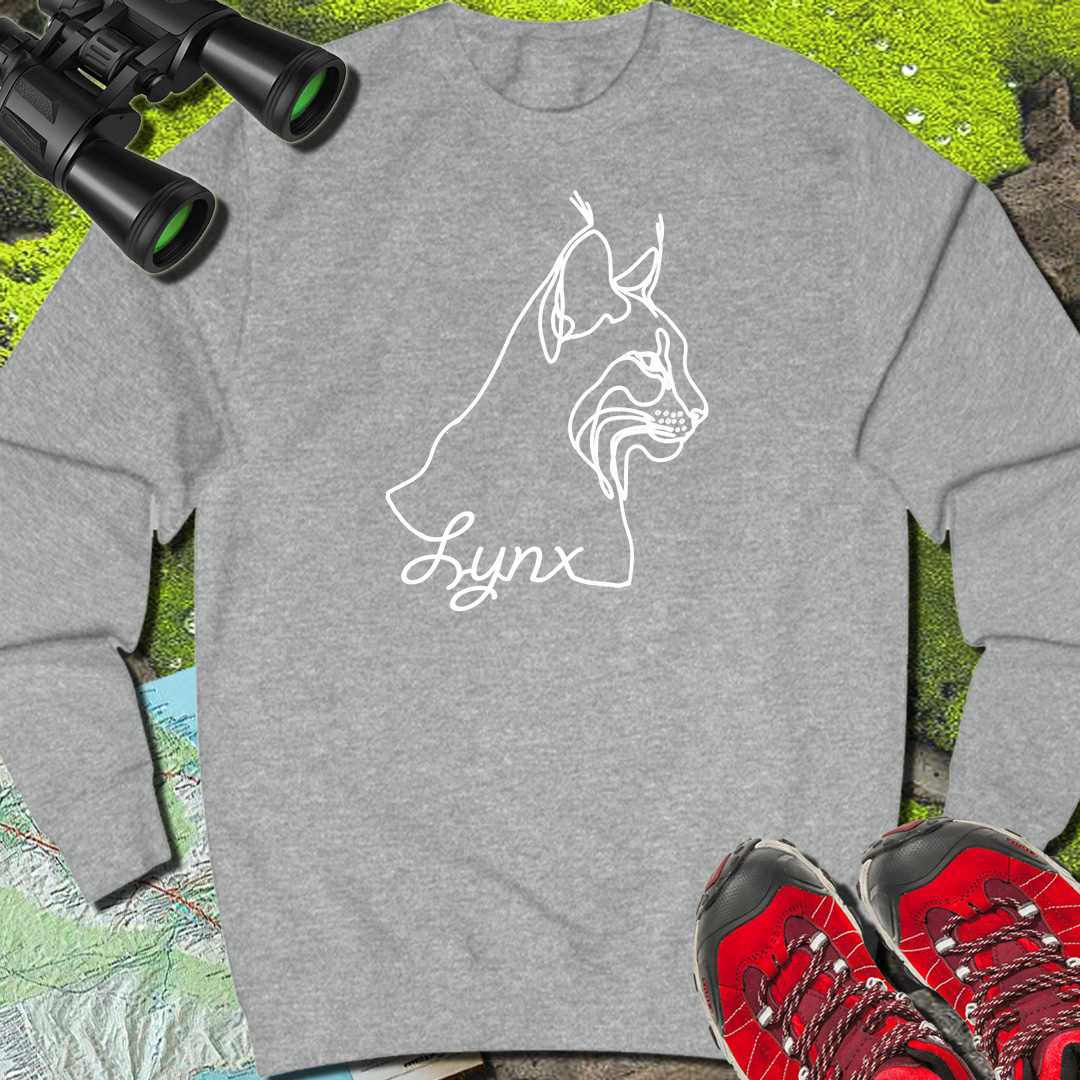 Lynx dessin au trait blanc sweat