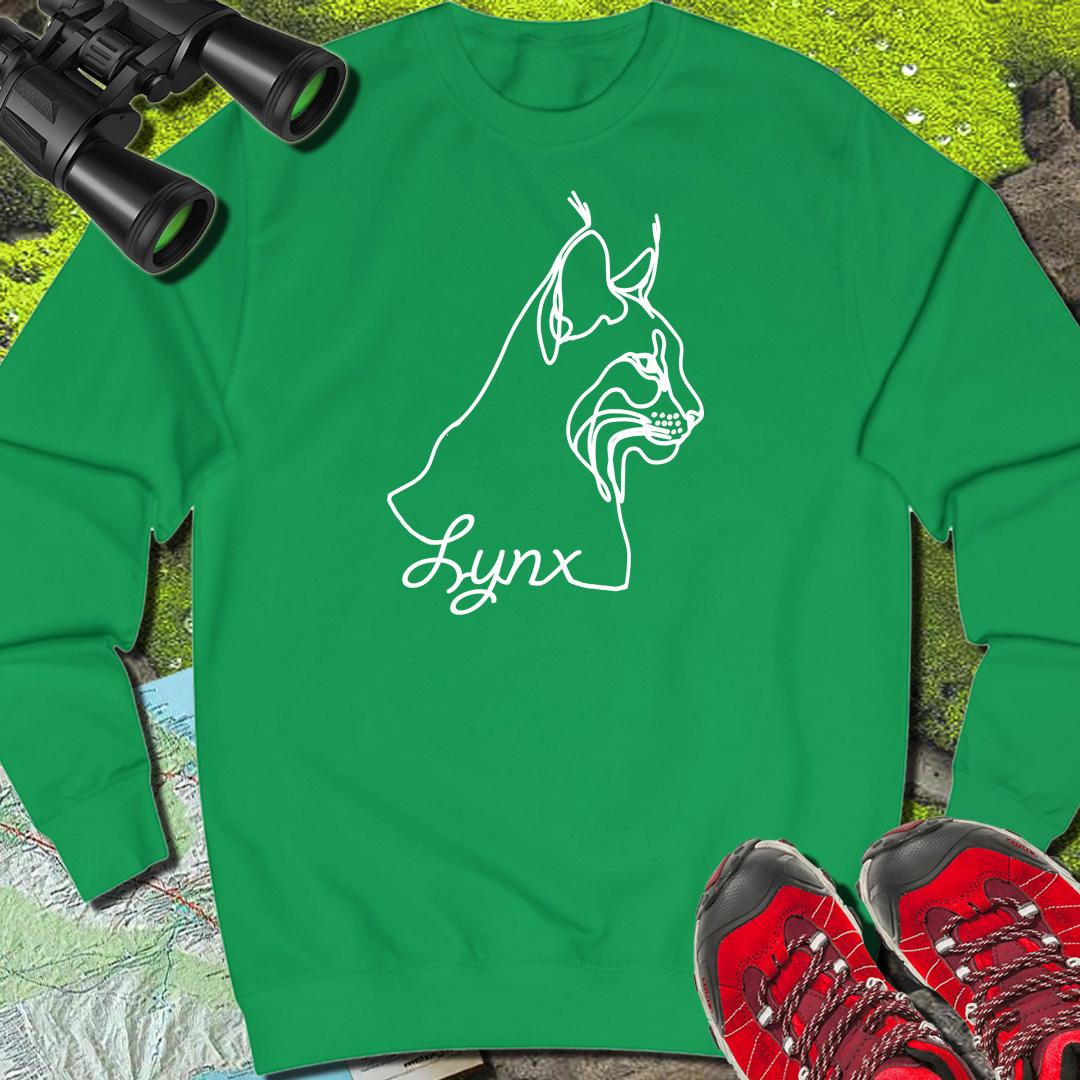 Lynx dessin au trait blanc sweat