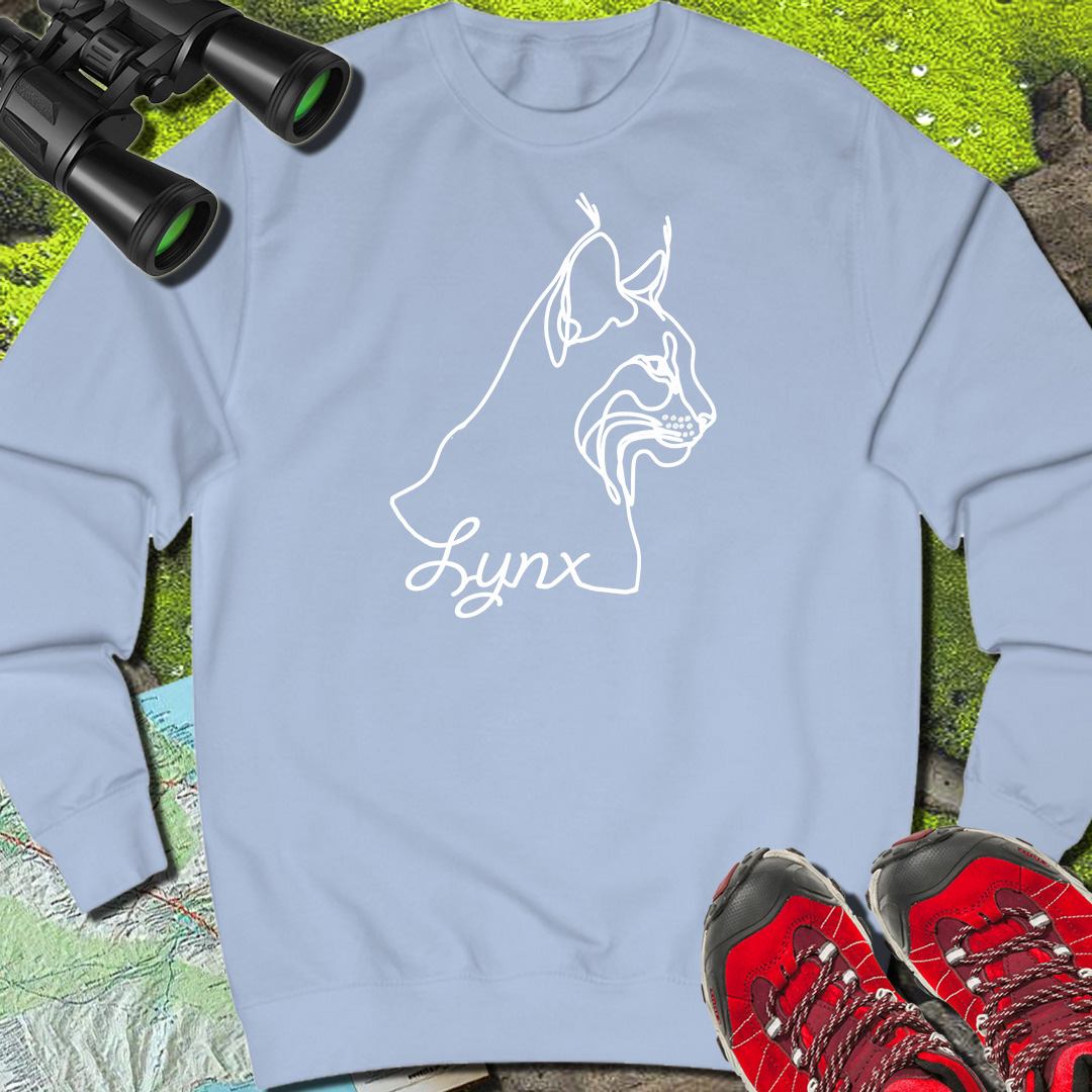 Lynx dessin au trait blanc sweat