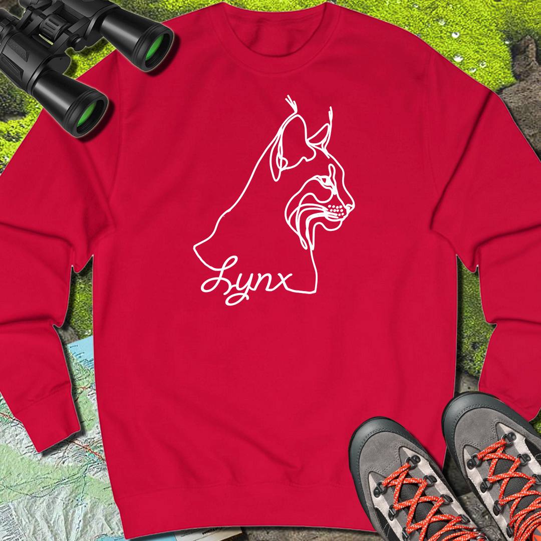 Lynx dessin au trait blanc sweat