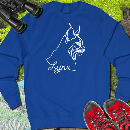 Lynx dessin au trait blanc sweat