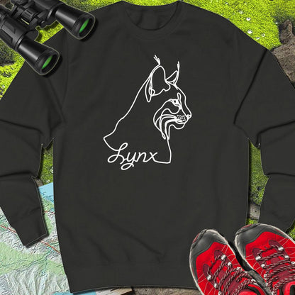 Lynx dessin au trait blanc sweat