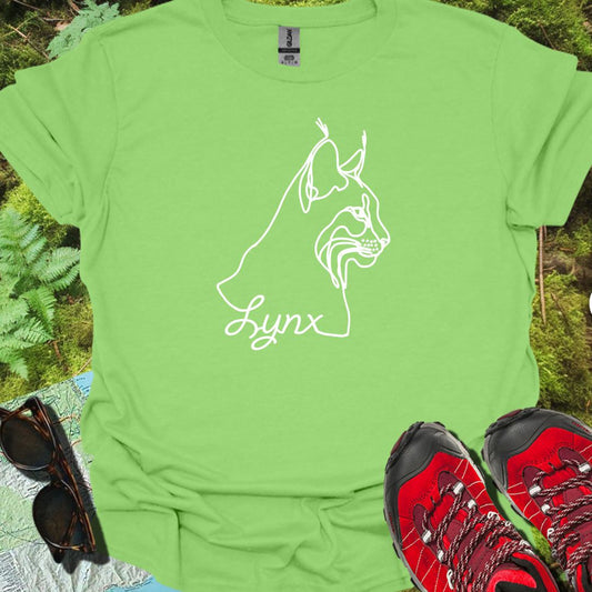 Lynx dessin au trait blanc T-shirt tendance