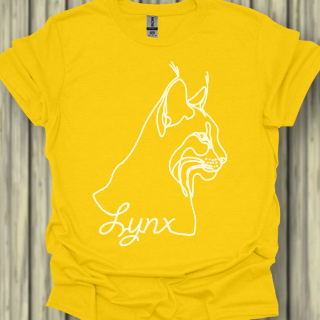 Lynx dessin au trait blanc T-shirt tendance