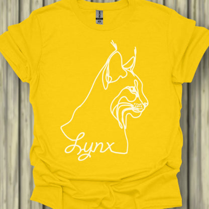 Lynx dessin au trait blanc T-shirt tendance