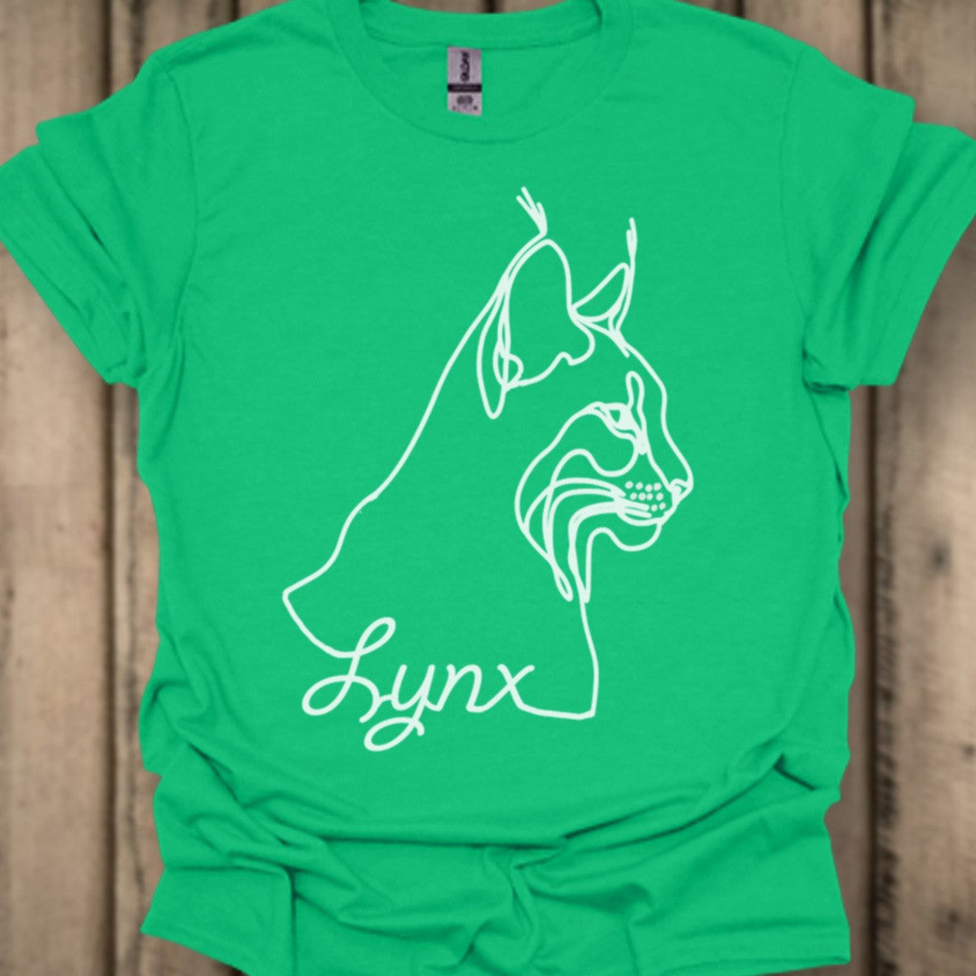 Lynx dessin au trait blanc T-shirt tendance