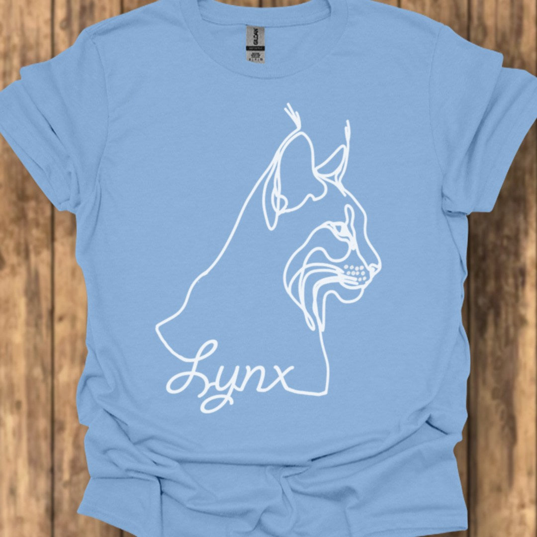Lynx dessin au trait blanc T-shirt tendance