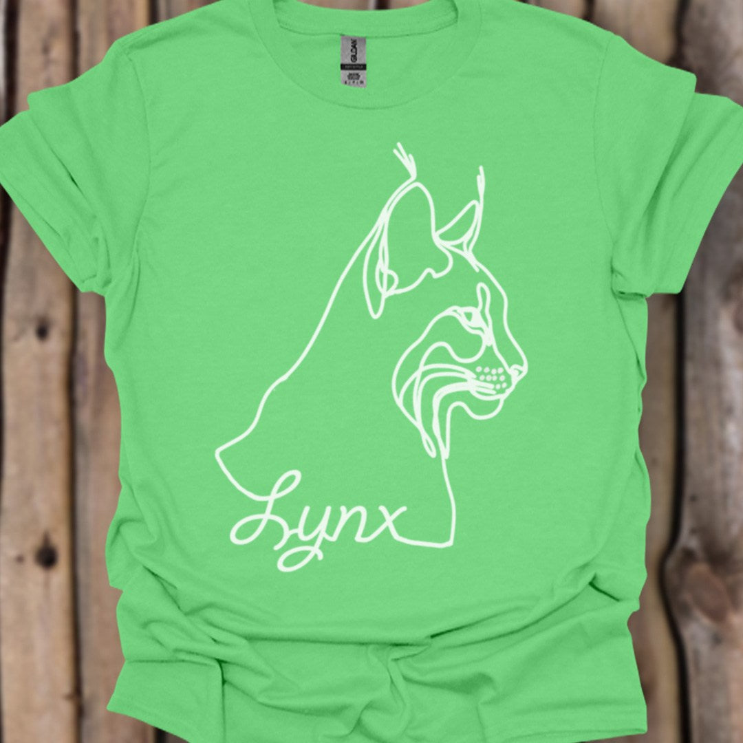 Lynx dessin au trait blanc T-shirt tendance
