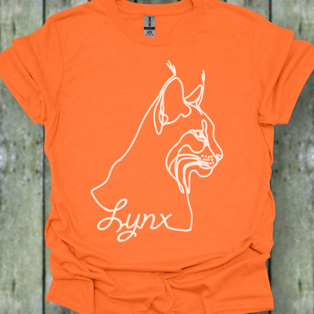 Lynx dessin au trait blanc T-shirt tendance
