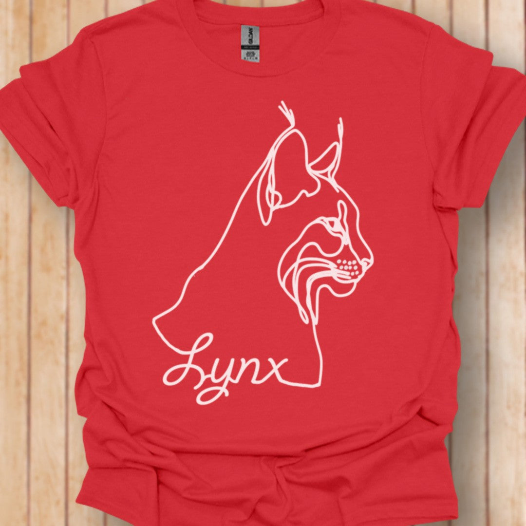 Lynx dessin au trait blanc T-shirt tendance