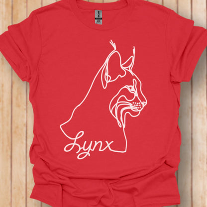 Lynx dessin au trait blanc T-shirt tendance