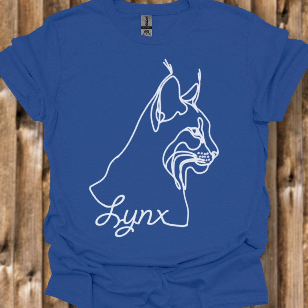 Lynx dessin au trait blanc T-shirt tendance