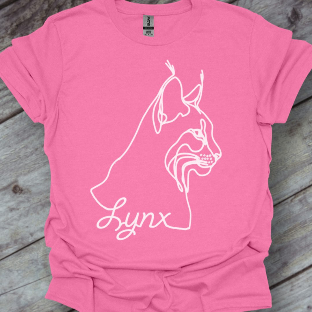 Lynx dessin au trait blanc T-shirt tendance