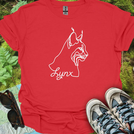 Lynx dessin au trait blanc T-shirt tendance