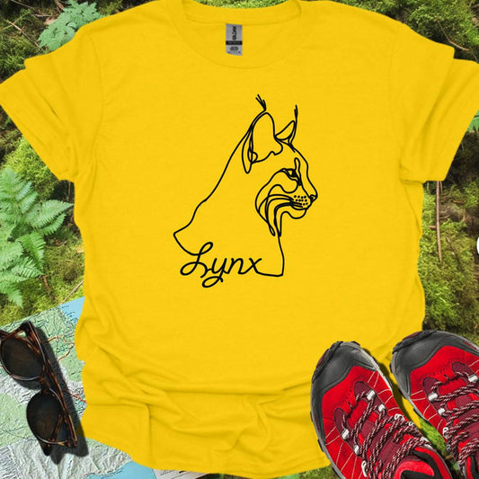 Lynx dessin au trait noir T-shirt tendance