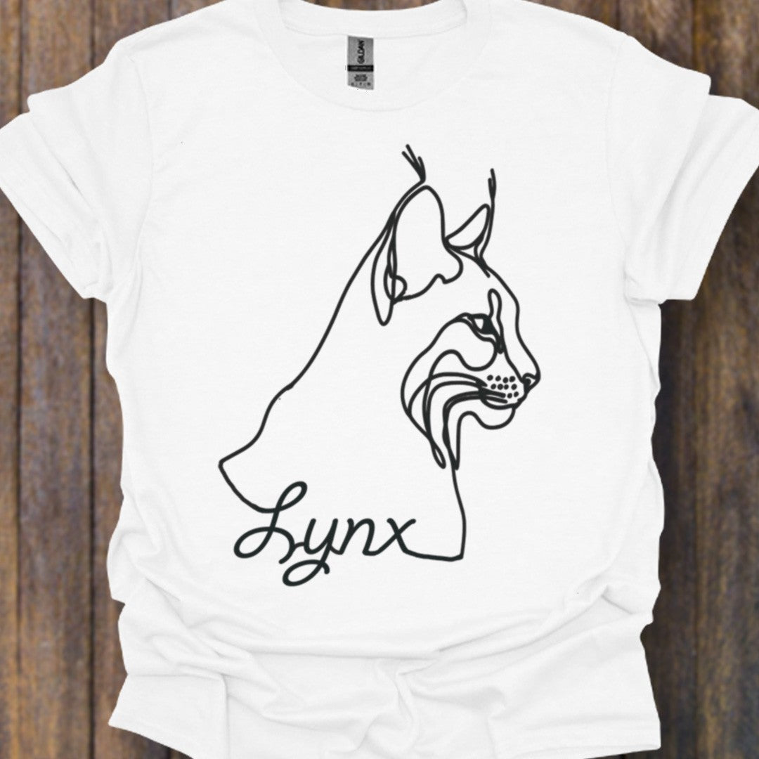 Lynx dessin au trait noir T-shirt intemporel 