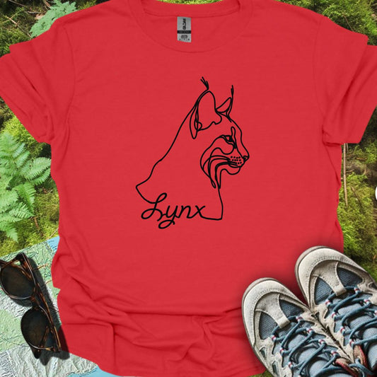 Lynx dessin au trait noir T-shirt tendance