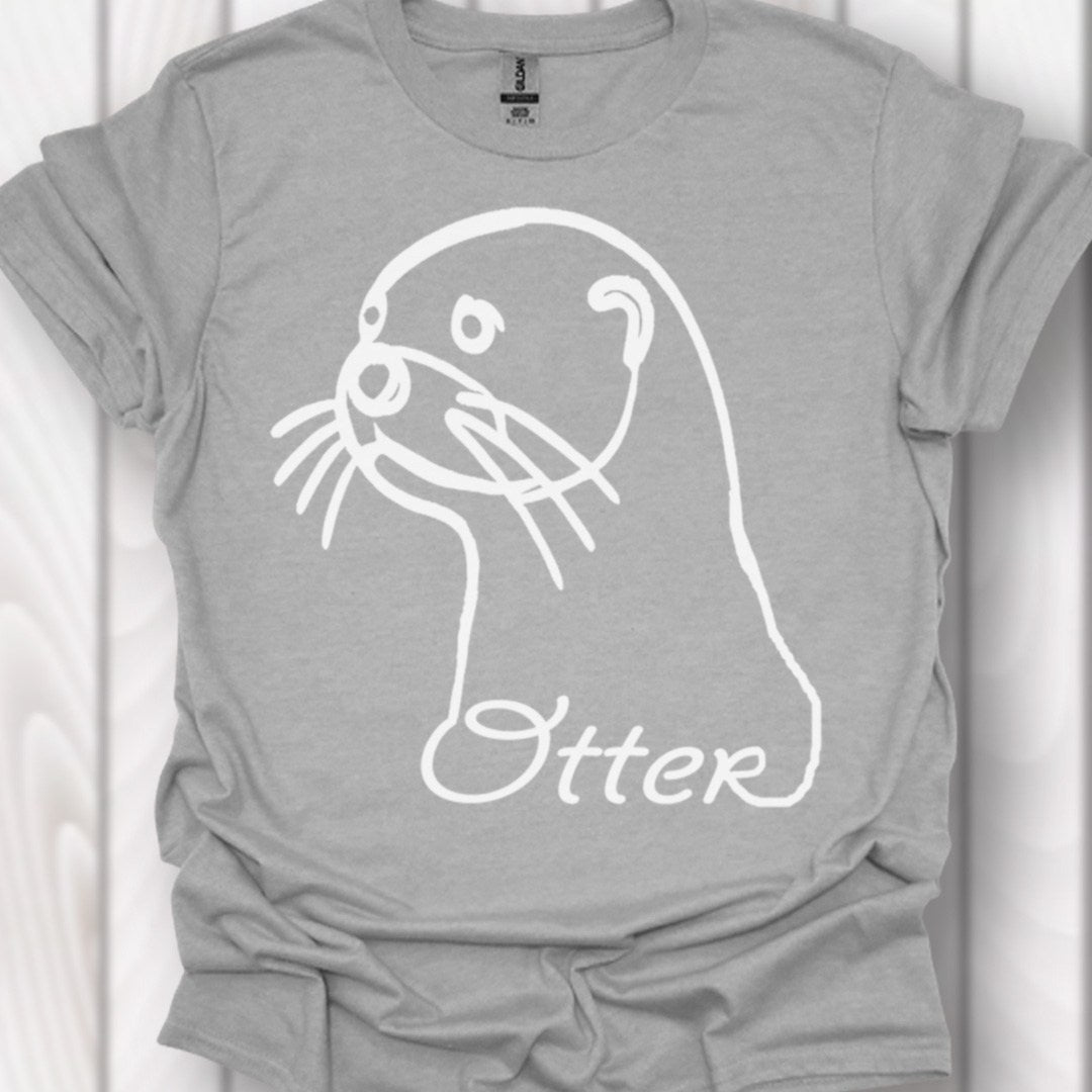 Otter line drawing white timeless T-shirt