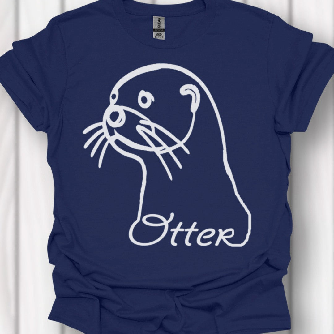 Otter line drawing white timeless T-shirt