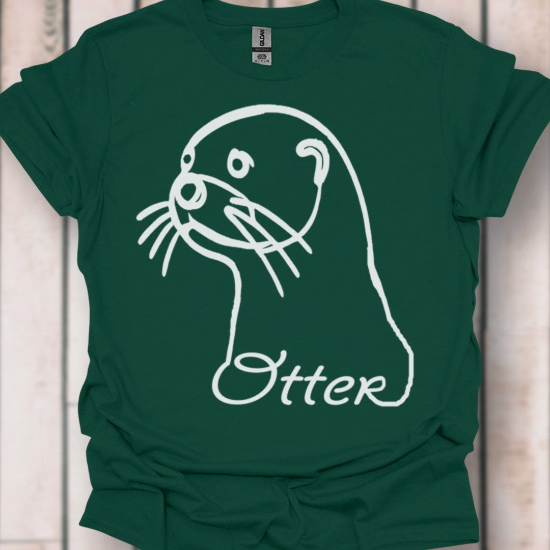 Otter line drawing white timeless T-shirt