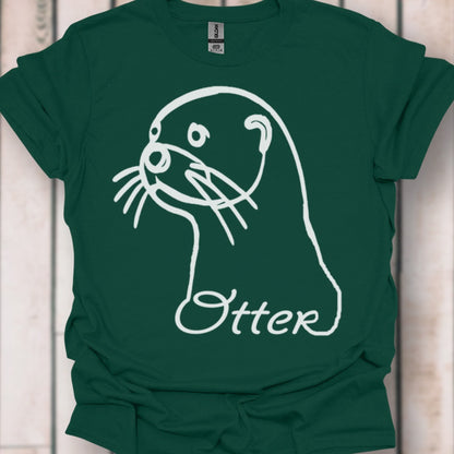 Otter line drawing white timeless T-shirt