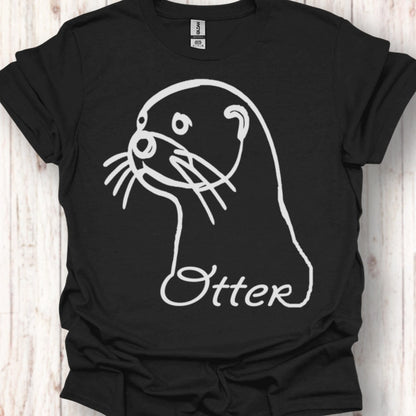 Otter line drawing white timeless T-shirt