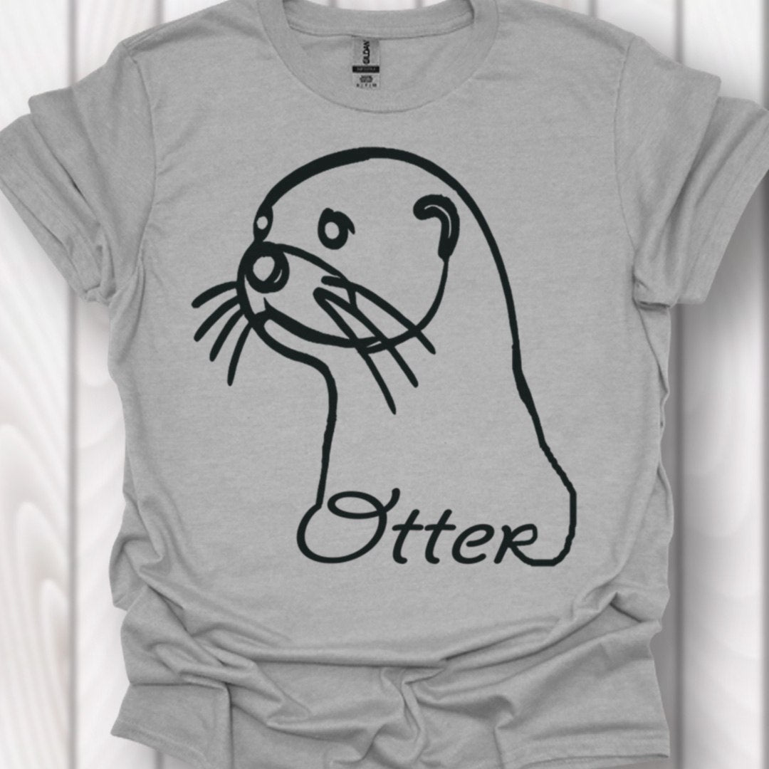 Otter lijntekening zwart tijdloos T-shirt