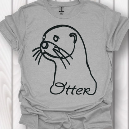 Otter lijntekening zwart tijdloos T-shirt
