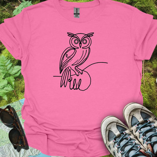 Chouette dessin au trait noire T-shirt tendance 