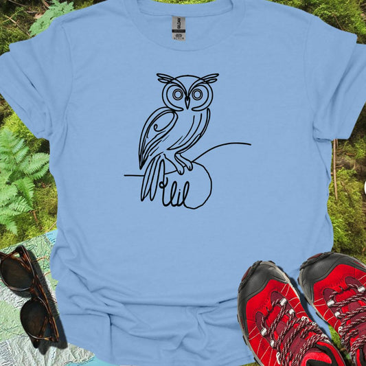 Chouette dessin au trait noire T-shirt tendance 