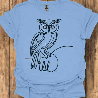 Uil lijntekening zwart trendy T-shirt