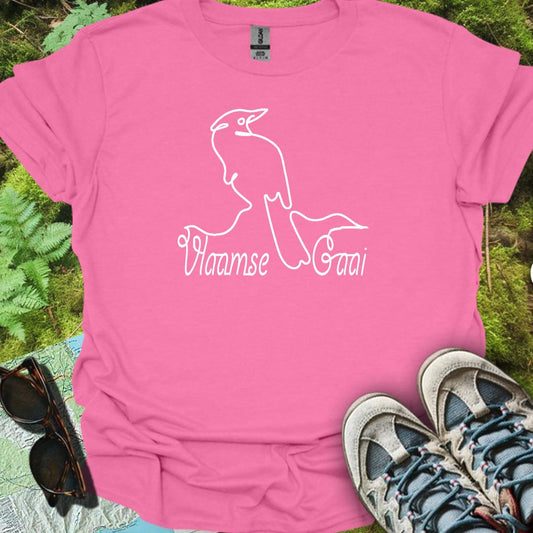 Geai des chênes dessin au trait blanc T-shirt tendance 