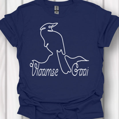 Vlaamse gaai lijntekening wit tijdloos T-shirt