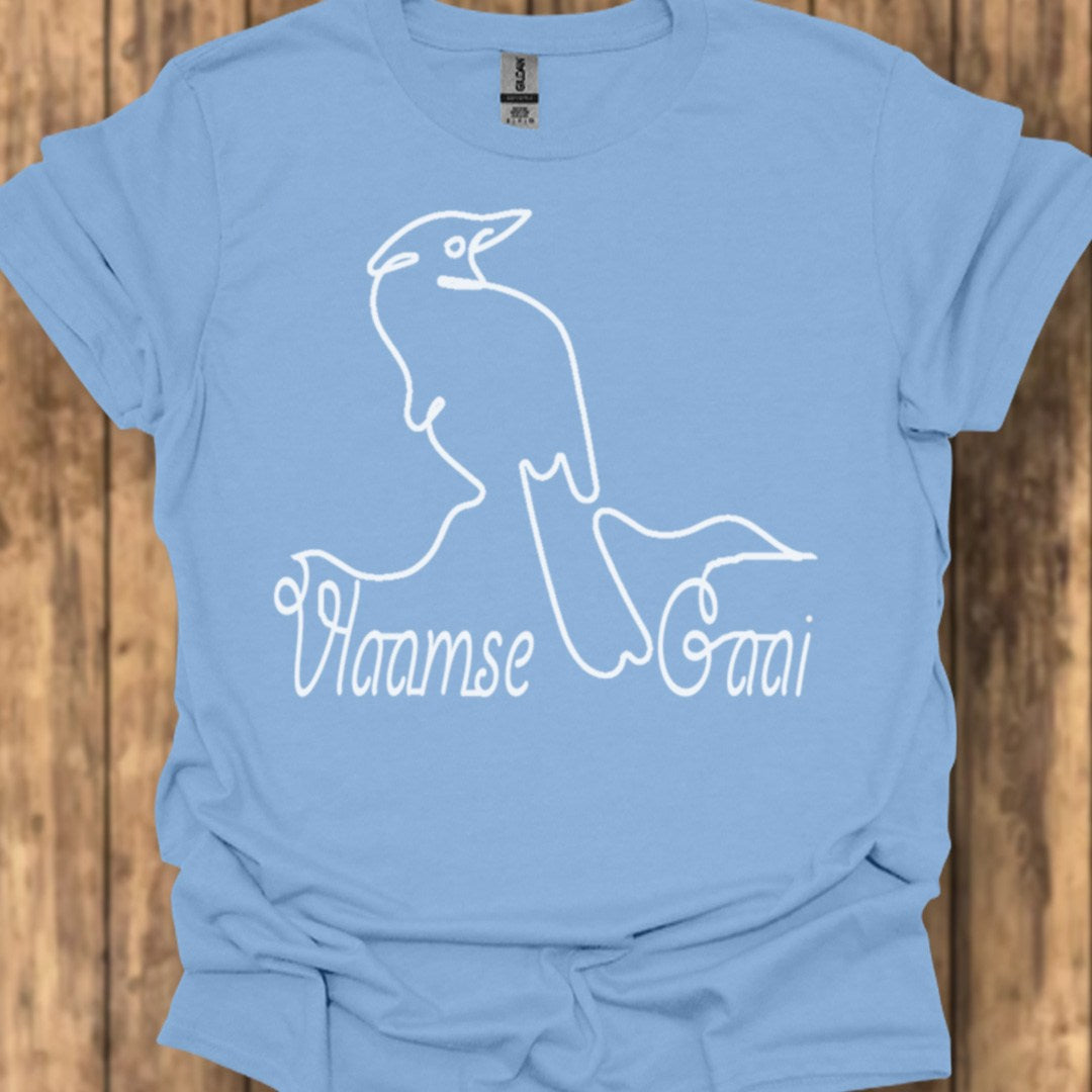 Geai des chênes dessin au trait blanc T-shirt tendance 